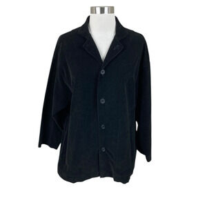 Eskandar Sz 0 Black Cotton Cashmere Corduroy Blazer Jacket Quiet Luxury Size 6-8